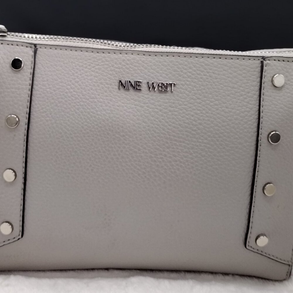 “Nine West Grey Studded Crossbody Bag – Neutral Chic Everyday Purse” - Picture 2 of 6
